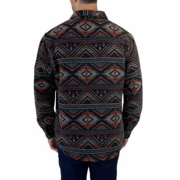 Jachs Men's Aztec Sherpa Lined Wool Blend Button Closure Shirt Jacket